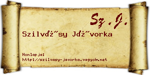 Szilvásy Jávorka névjegykártya